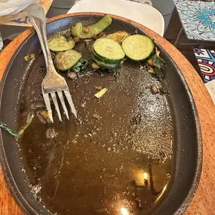 Fajita veggies full of oil