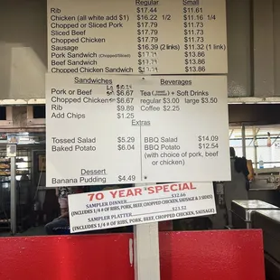 Wall Menu, reasonably prices.