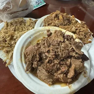 3 meets. Beef chicken and pork