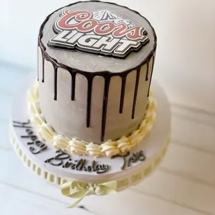 a cake with chocolate drips