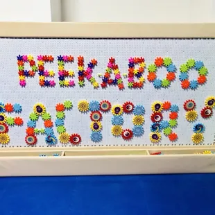 Our new gear panel in our toddler area!