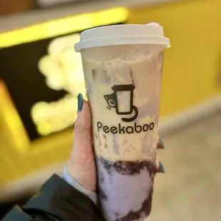 Taro milk tea with purple rice