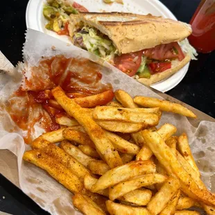 Spicy fries Afrikaner sub Amazing