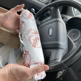 Whole size sub is as big across as the steering wheel!