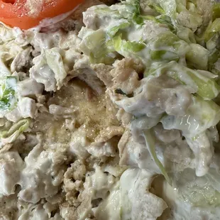 Soaked in liquid from chicken.