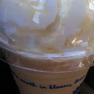 White Mocha Freddo w/White Chocolate syrup drizzled on top