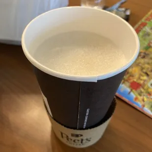 a cup of coffee on a table