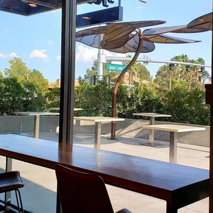 Outdoor dining area was closed today.