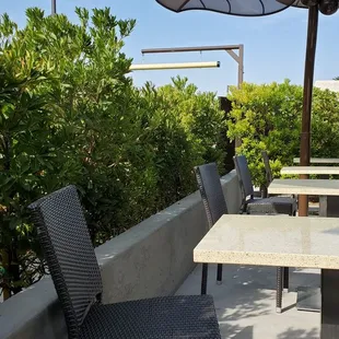 Outdoor patio has plenty of seating