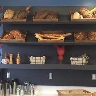 shelves of bread and pastries