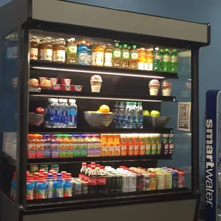 a display of drinks and beverages