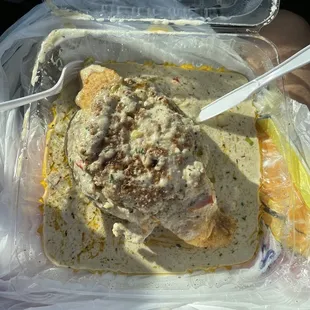 Loaded seafood potato