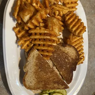 Tuna Melt with Waffle Fries