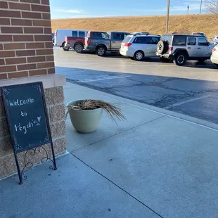 a sign on the sidewalk