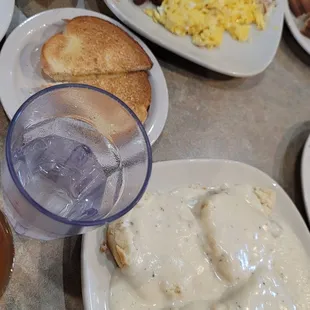 Biscuits N Gravy, scrambled eggs, toast, sausage