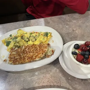 Veggie Omelet and fruit