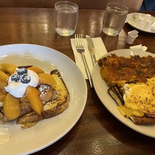 two plates of food on a table