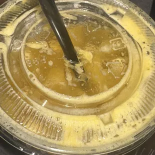 Orange Juice came with a lot of ice, I don't taste the orange.. more water than orange