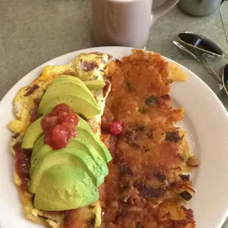 #7. Avocado, Bacon, Cheddar and Salsa Omelette