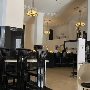 a view of the bar and dining area