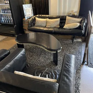 A cozy conversation nook inside.