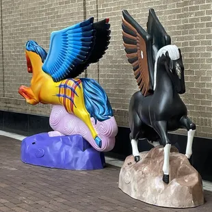 Pegasus statues outside
