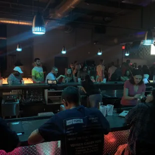 The view from the back of the bar to the stage