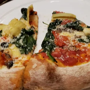 two slices of pizza on a plate