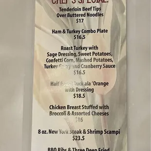 Mother&apos;s Day menu 2024