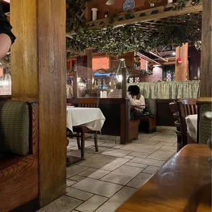 a woman sitting at a table