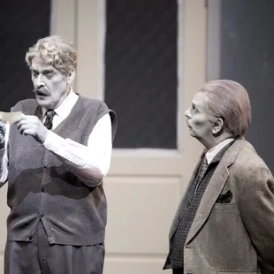 Color photo from "Rehearsal For Murder!" Chris Messersmith as Murdock and Ben Schroth as Frank Cameron. Photo by Alan Abair.