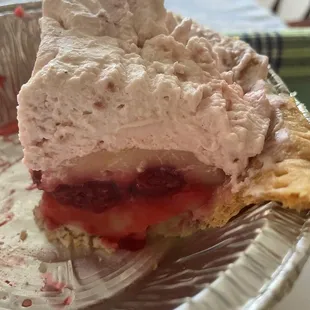 a slice of strawberry pie