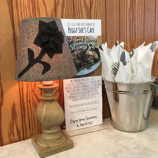 Each booth has a cute little lamp. And notice they have a 'vegan and vegetarian style' menu option. Not bad.