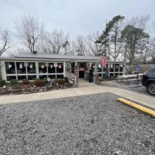 the entrance to the restaurant