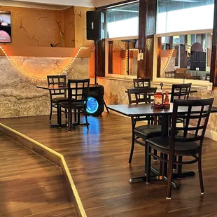 Stage/DJ area is used as seating during the day