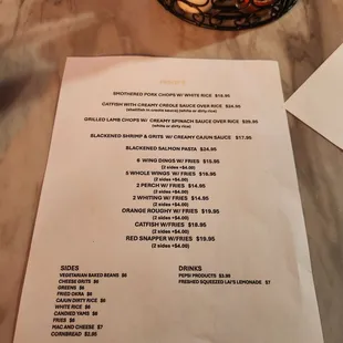 menu
