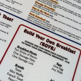 the menu and prices