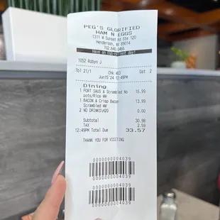 $33.57 for 2 breakfast meals
