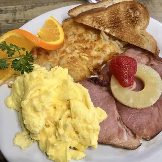 Pegs 1/2 Pound Ham Steak and Eggs