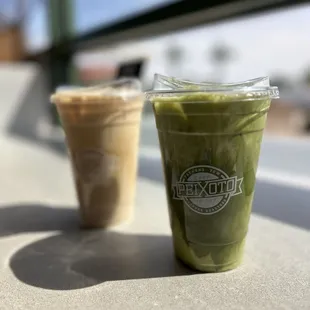 Toasted coconut latte and toasted coconut matcha