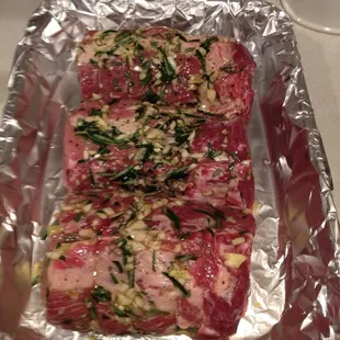 a piece of meat in foil