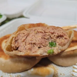 pan-fried minced pork buns inside