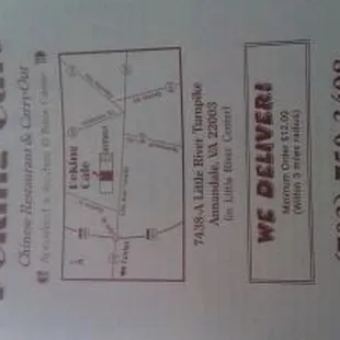 the menu for the restaurant