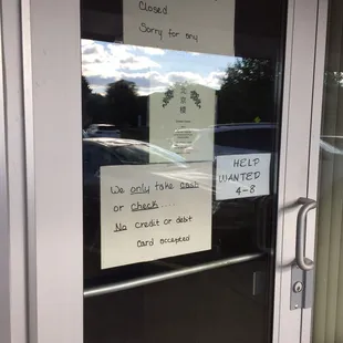 a closed sign on the door
