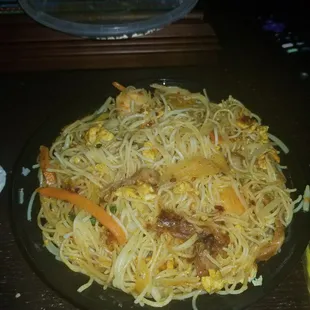 Singapore noodles. Large portion. Flavorful and delicious!