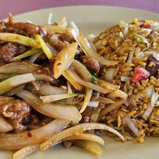 Mongolian Beef lunch special - average. Not much beef, mostly onions. And too spicy.
