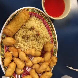 The sweet-and-sour chicken was yummy and cooked perfectly.