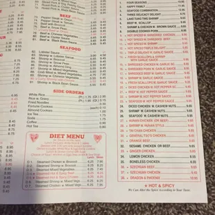 sushi and sashimi, menu