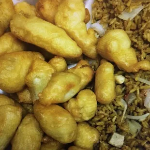 fried chicken and rice