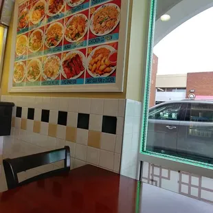 a large menu on the wall